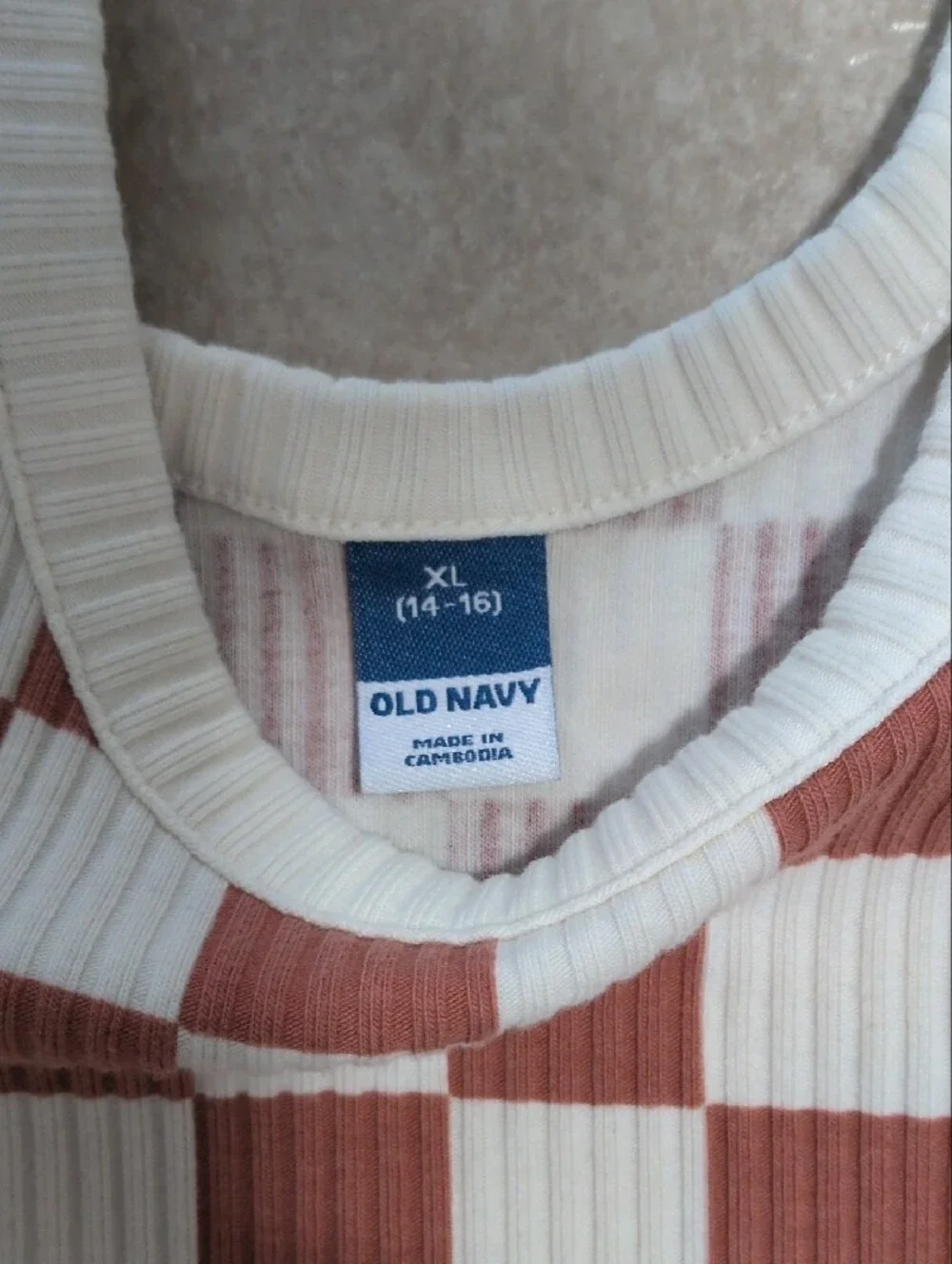 Checkerboard Tank Dress - White & Rust Girls XL
